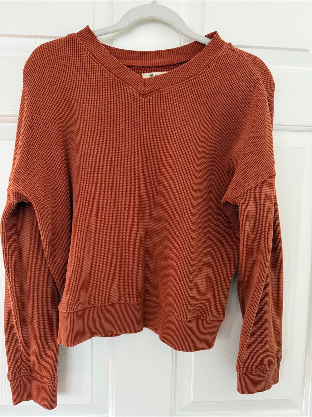 Madewell Burnt Orange Waffle Weave Shirt Small